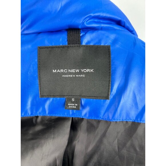 Marc New York Andrew Marc Eleanor Blue Puffer Coat Jacket Size S MISSING HOOD - Picture 2 of 16